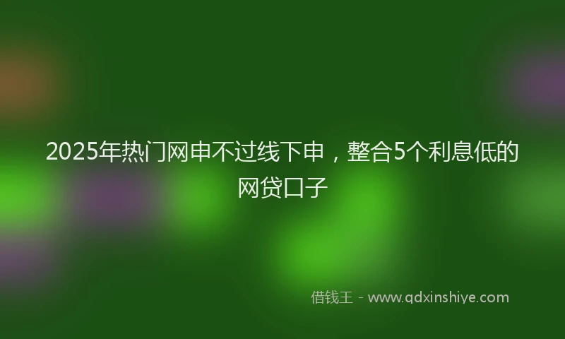 2025年热门网申不过线下申，整合5个利息低的网贷口子