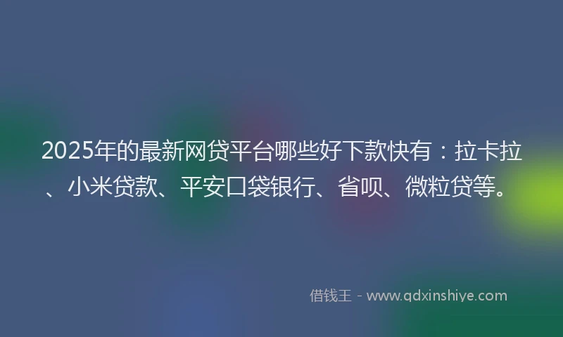 2025年的最新网贷平台哪些好下款快有：拉卡拉、小米贷款、平安口袋银行、省呗、微粒贷等。