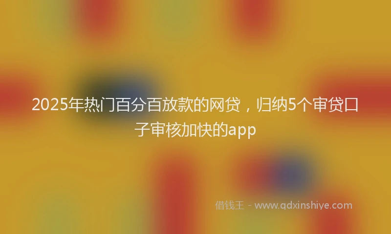 2025年热门百分百放款的网贷，归纳5个审贷口子审核加快的app
