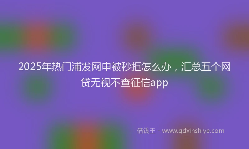 2025年热门浦发网申被秒拒怎么办，汇总五个网贷无视不查征信app