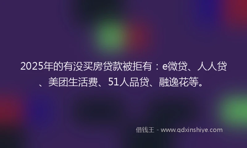 2025年的有没买房贷款被拒有：e微贷、人人贷、美团生活费、51人品贷、融逸花等。