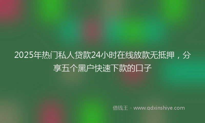 2025年热门私人贷款24小时在线放款无抵押，分享五个黑户快速下款的口子