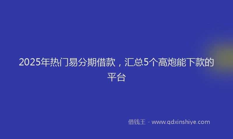 2025年热门易分期借款，汇总5个高炮能下款的平台