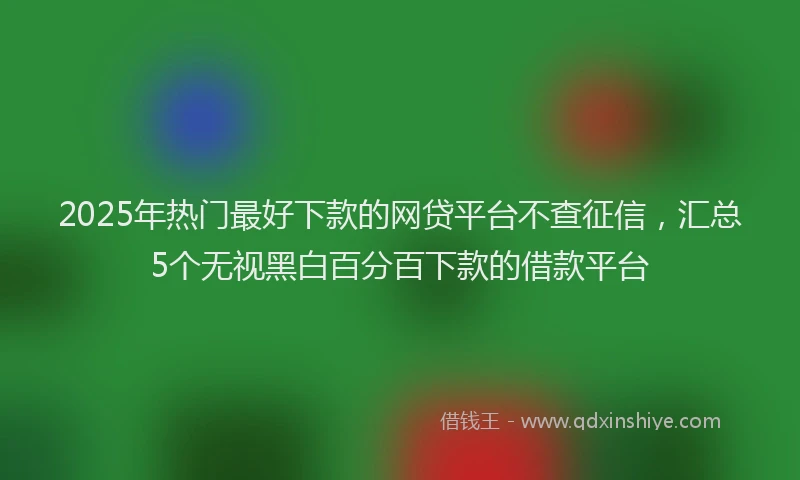 2025年热门最好下款的网贷平台不查征信，汇总5个无视黑白百分百下款的借款平台