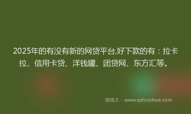 2025年的有没有新的网贷平台,好下款的有：拉卡拉、信用卡贷、洋钱罐、团贷网、东方汇等。