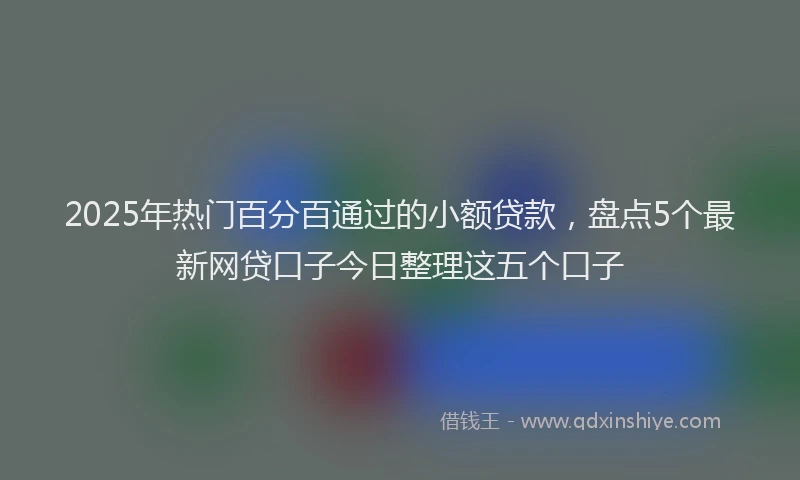 2025年热门百分百通过的小额贷款，盘点5个最新网贷口子今日整理这五个口子