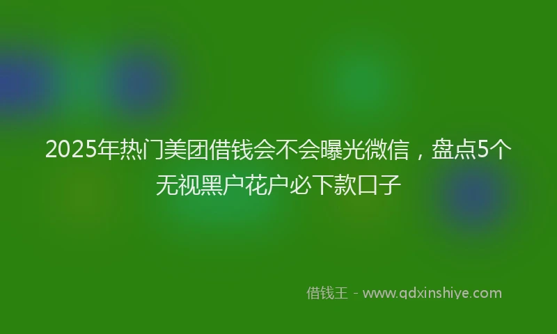 2025年热门美团借钱会不会曝光微信，盘点5个无视黑户花户必下款口子