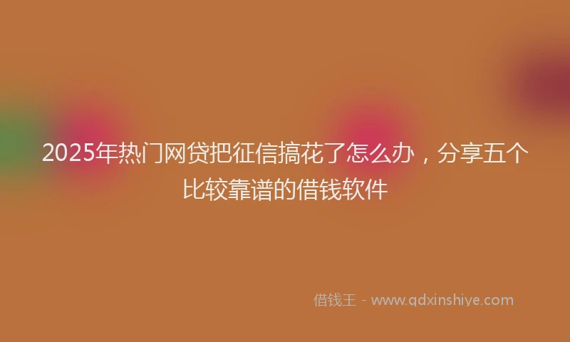 2025年热门网贷把征信搞花了怎么办，分享五个比较靠谱的借钱软件