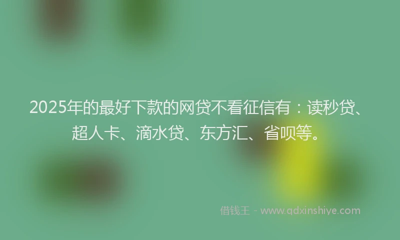 2025年的最好下款的网贷不看征信有：读秒贷、超人卡、滴水贷、东方汇、省呗等。