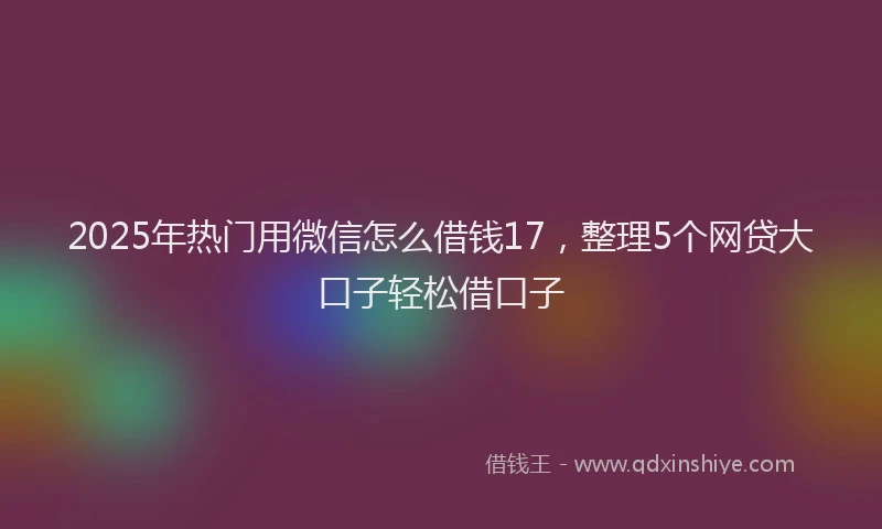 2025年热门用微信怎么借钱17，整理5个网贷大口子轻松借口子