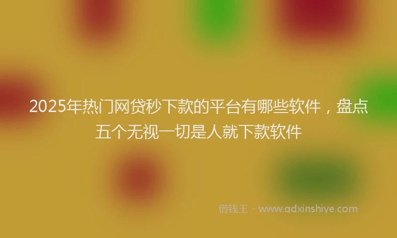 2025年热门网贷秒下款的平台有哪些软件，盘点五个无视一切是人就下款软件