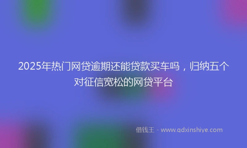 2025年热门网贷逾期还能贷款买车吗，归纳五个对征信宽松的网贷平台