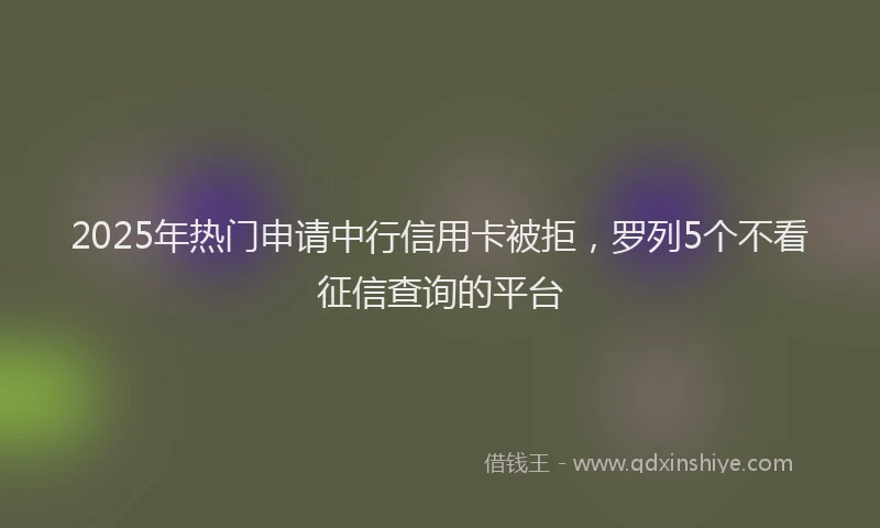 2025年热门申请中行信用卡被拒，罗列5个不看征信查询的平台