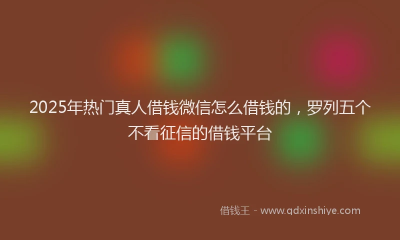 2025年热门真人借钱微信怎么借钱的，罗列五个不看征信的借钱平台