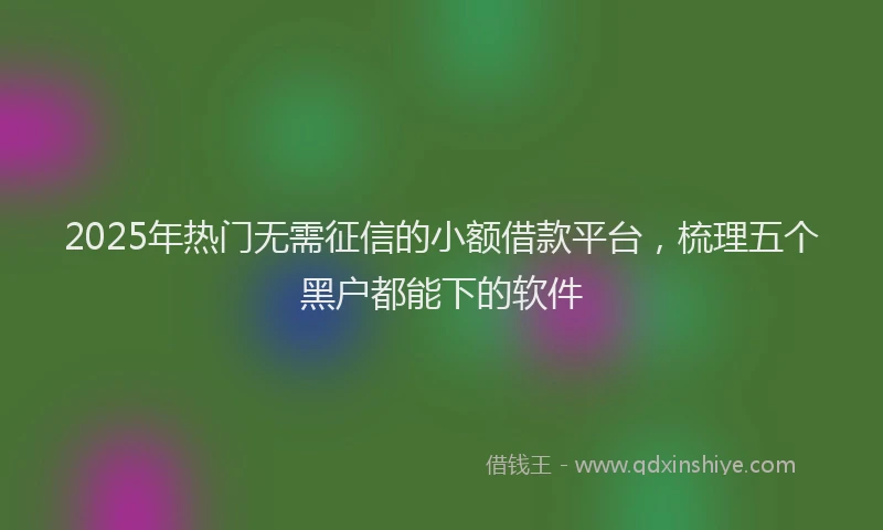 2025年热门无需征信的小额借款平台，梳理五个黑户都能下的软件