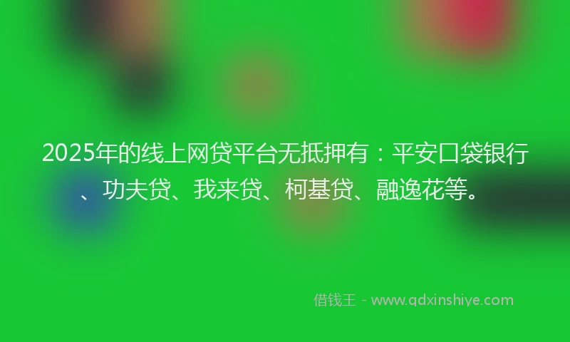 2025年的线上网贷平台无抵押有：平安口袋银行、功夫贷、我来贷、柯基贷、融逸花等。