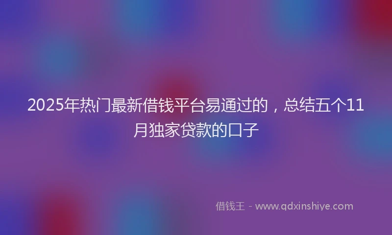 2025年热门最新借钱平台易通过的，总结五个11月独家贷款的口子