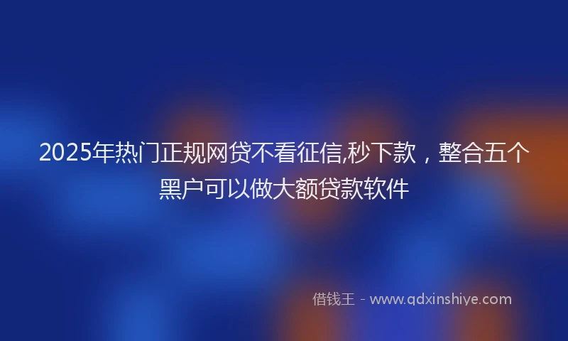 2025年热门正规网贷不看征信,秒下款，整合五个黑户可以做大额贷款软件