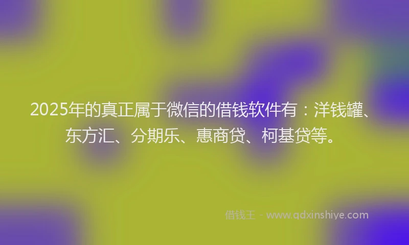 2025年的真正属于微信的借钱软件有：洋钱罐、东方汇、分期乐、惠商贷、柯基贷等。