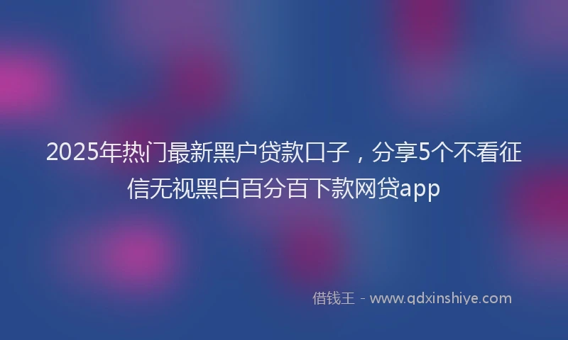 2025年热门最新黑户贷款口子，分享5个不看征信无视黑白百分百下款网贷app
