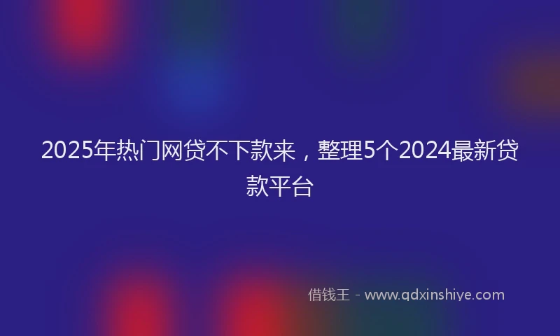 2025年热门网贷不下款来，整理5个2024最新贷款平台