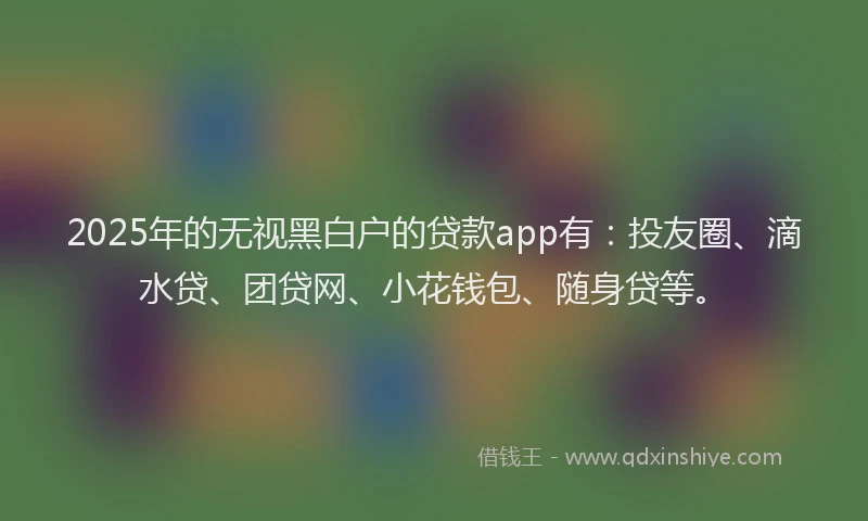 2025年的无视黑白户的贷款app有：投友圈、滴水贷、团贷网、小花钱包、随身贷等。