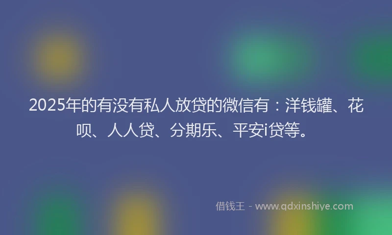2025年的有没有私人放贷的微信有：洋钱罐、花呗、人人贷、分期乐、平安i贷等。