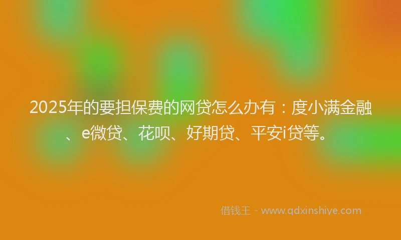 2025年的要担保费的网贷怎么办有：度小满金融、e微贷、花呗、好期贷、平安i贷等。