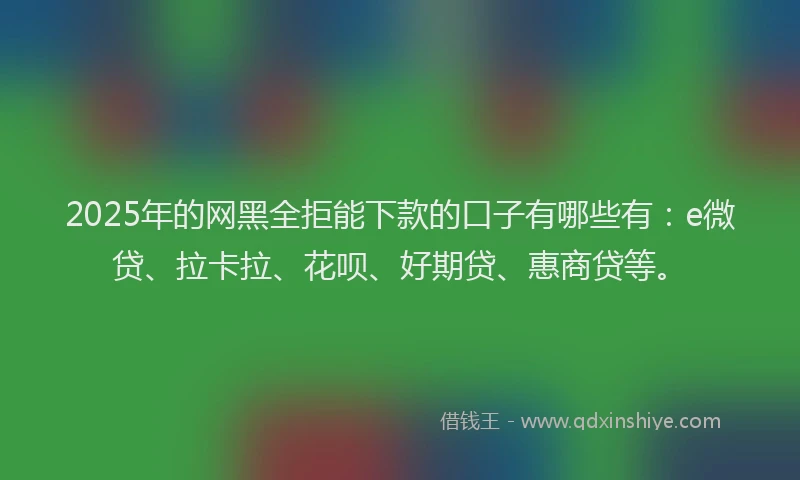 2025年的网黑全拒能下款的口子有哪些有：e微贷、拉卡拉、花呗、好期贷、惠商贷等。