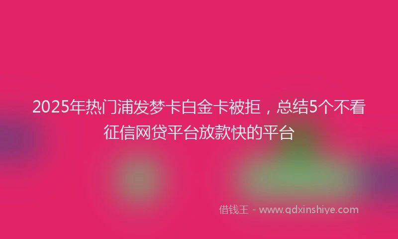 2025年热门浦发梦卡白金卡被拒，总结5个不看征信网贷平台放款快的平台