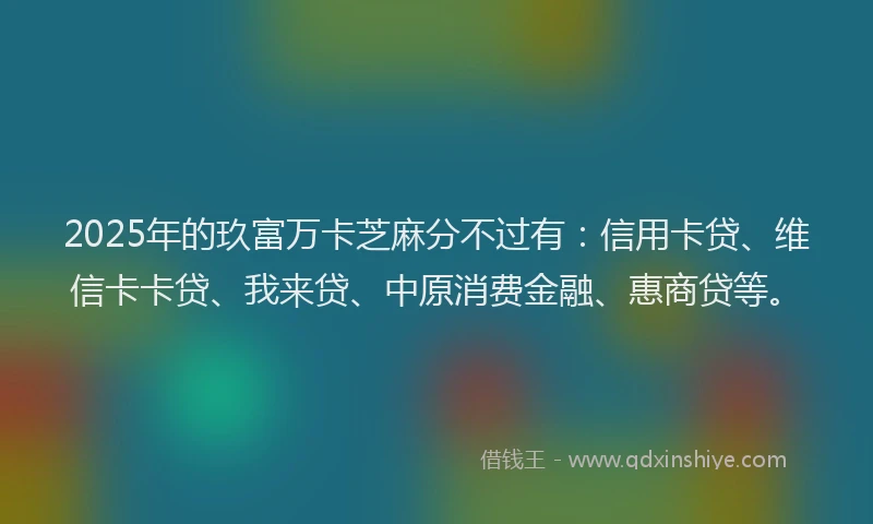 2025年的玖富万卡芝麻分不过有：信用卡贷、维信卡卡贷、我来贷、中原消费金融、惠商贷等。