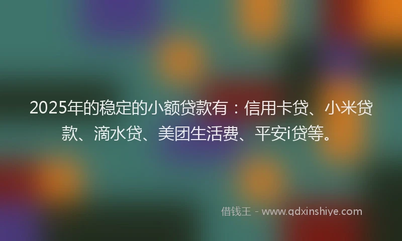 2025年的稳定的小额贷款有：信用卡贷、小米贷款、滴水贷、美团生活费、平安i贷等。