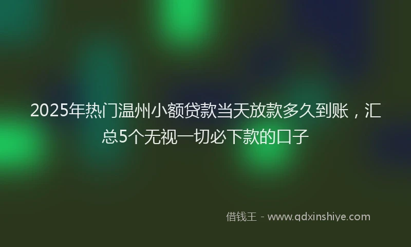 2025年热门温州小额贷款当天放款多久到账，汇总5个无视一切必下款的口子