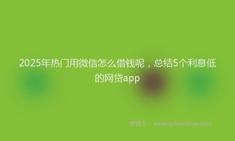 2025年热门用微信怎么借钱呢，总结5个利息低的网贷app