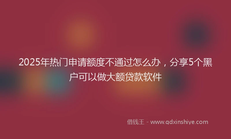 2025年热门申请额度不通过怎么办，分享5个黑户可以做大额贷款软件