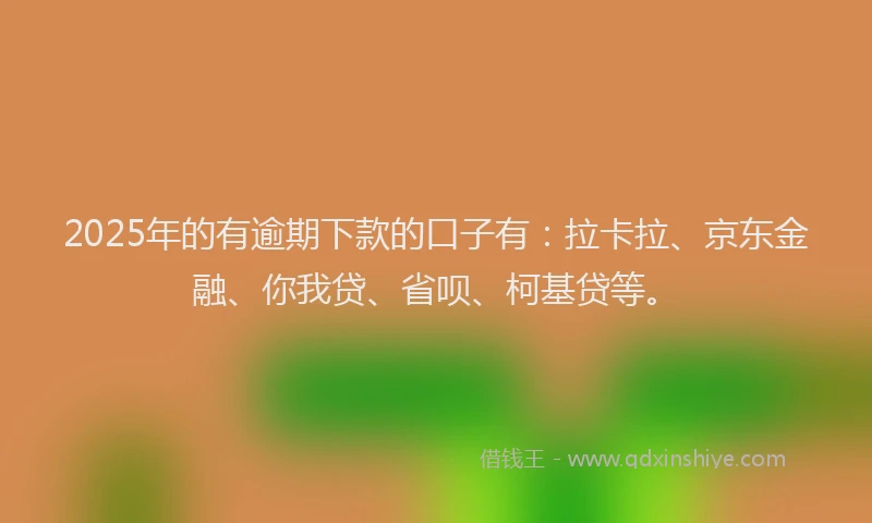 2025年的有逾期下款的口子有：拉卡拉、京东金融、你我贷、省呗、柯基贷等。