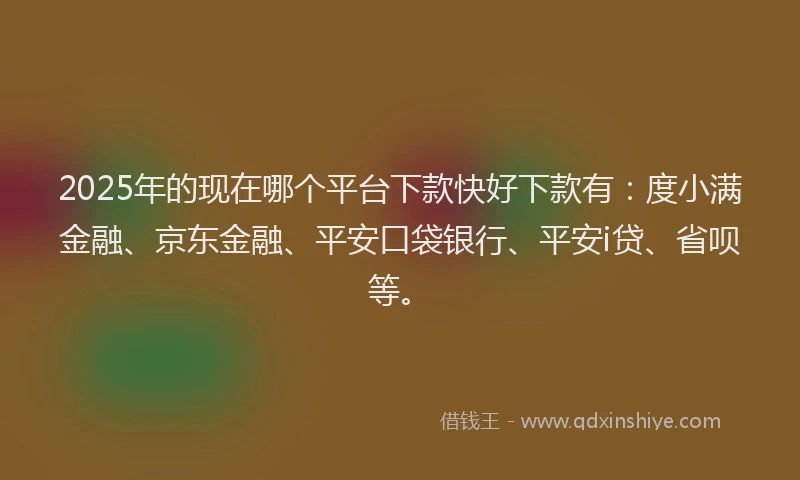 2025年的现在哪个平台下款快好下款有：度小满金融、京东金融、平安口袋银行、平安i贷、省呗等。