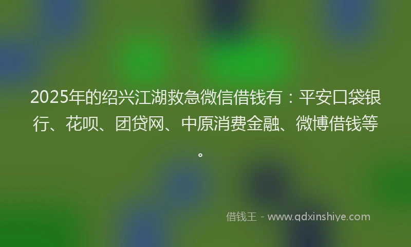 2025年的绍兴江湖救急微信借钱有：平安口袋银行、花呗、团贷网、中原消费金融、微博借钱等。