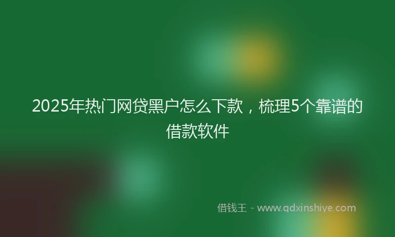 2025年热门网贷黑户怎么下款，梳理5个靠谱的借款软件