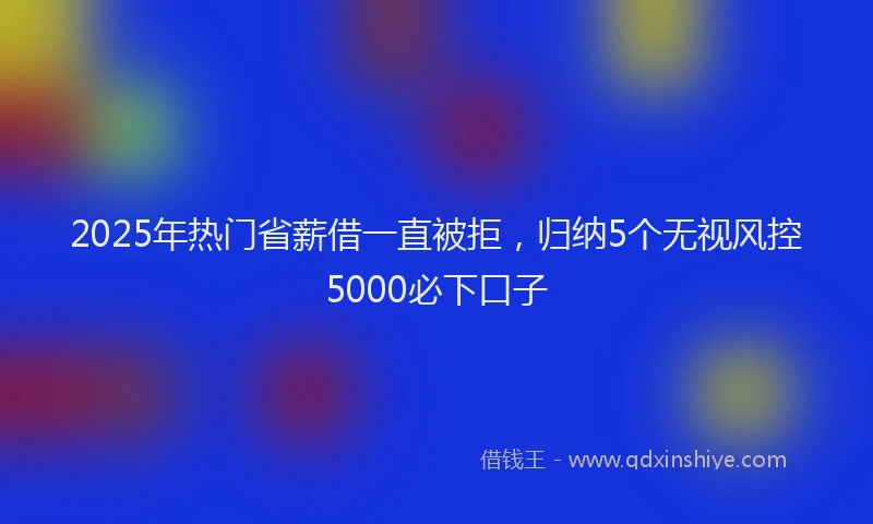2025年热门省薪借一直被拒，归纳5个无视风控5000必下口子