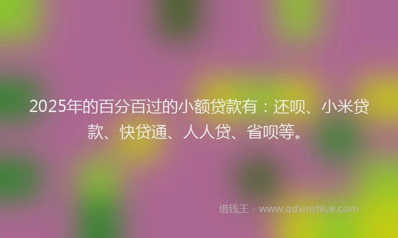 2025年的百分百过的小额贷款有：还呗、小米贷款、快贷通、人人贷、省呗等。