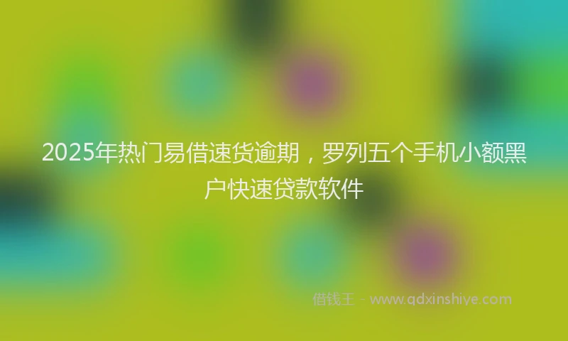 2025年热门易借速货逾期，罗列五个手机小额黑户快速贷款软件