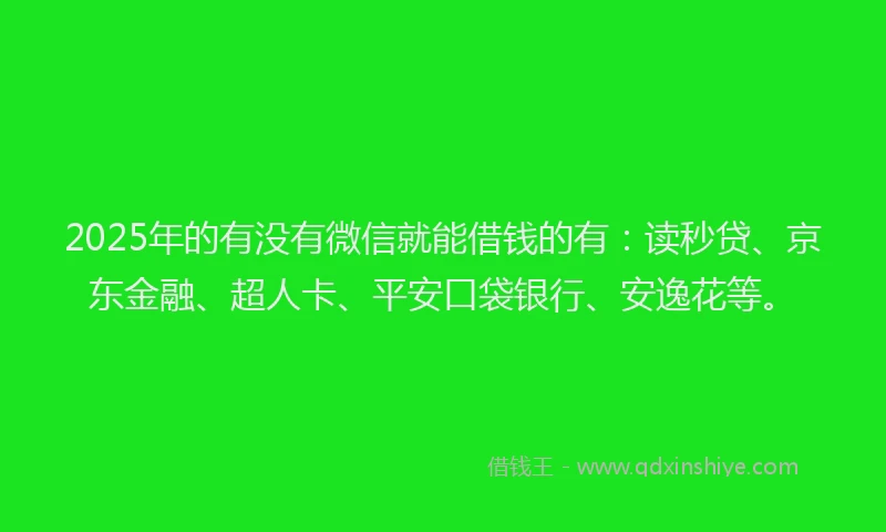 2025年的有没有微信就能借钱的有：读秒贷、京东金融、超人卡、平安口袋银行、安逸花等。