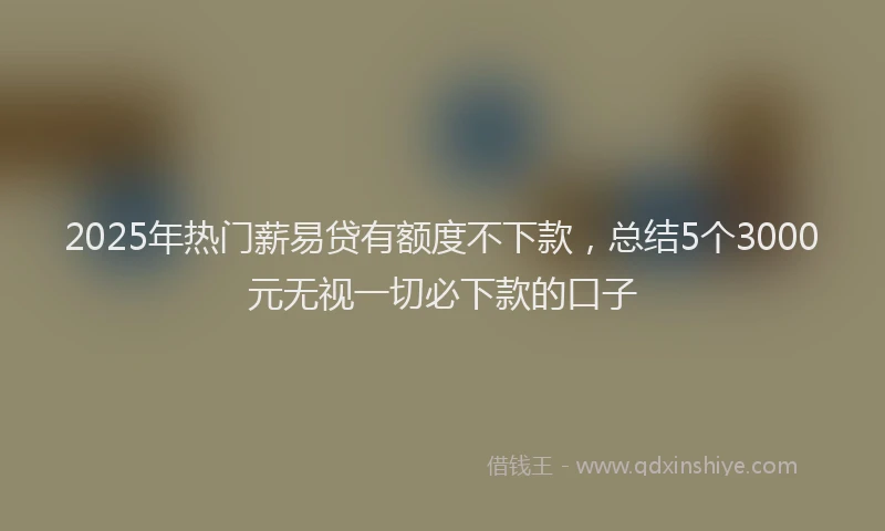 2025年热门薪易贷有额度不下款，总结5个3000元无视一切必下款的口子