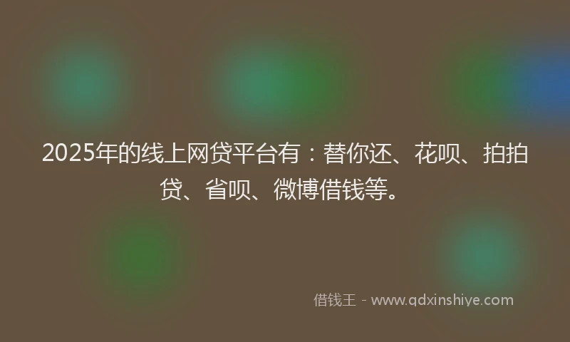 2025年的线上网贷平台有：替你还、花呗、拍拍贷、省呗、微博借钱等。