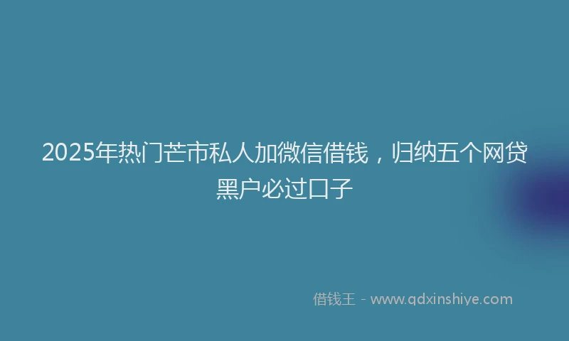 2025年热门芒市私人加微信借钱，归纳五个网贷黑户必过口子