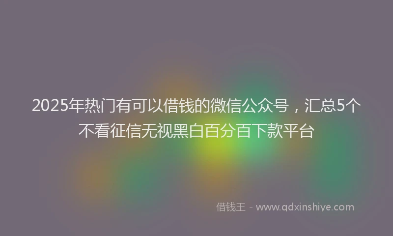 2025年热门有可以借钱的微信公众号，汇总5个不看征信无视黑白百分百下款平台