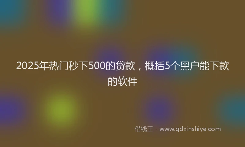 2025年热门秒下500的贷款，概括5个黑户能下款的软件