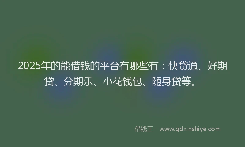 2025年的能借钱的平台有哪些有：快贷通、好期贷、分期乐、小花钱包、随身贷等。