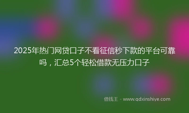 2025年热门网贷口子不看征信秒下款的平台可靠吗，汇总5个轻松借款无压力口子